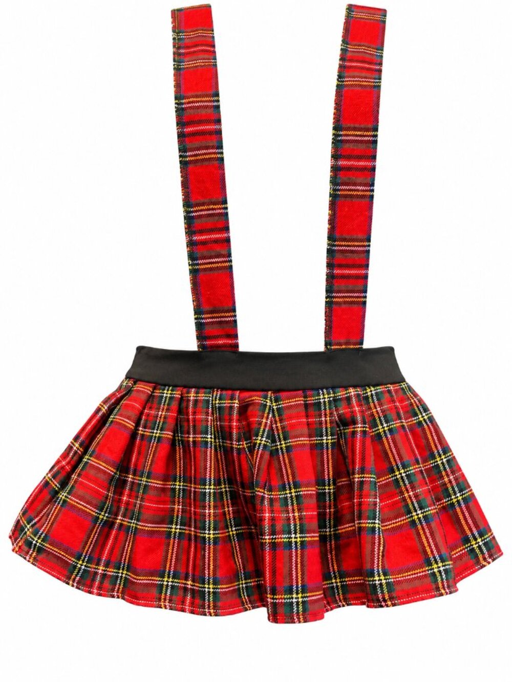 Y2K Red Plaid Pleated Suspender Mini Skirt XS Punk Goth
